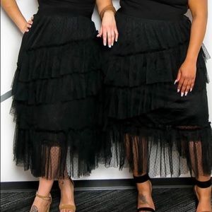 Lace ruffle maxi skirt